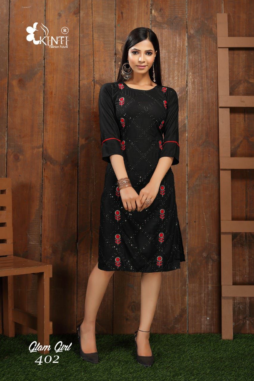 Kinti Glam Girl 4 Fancy Ethnic Wear Rayon Embroidery Kurti Collection